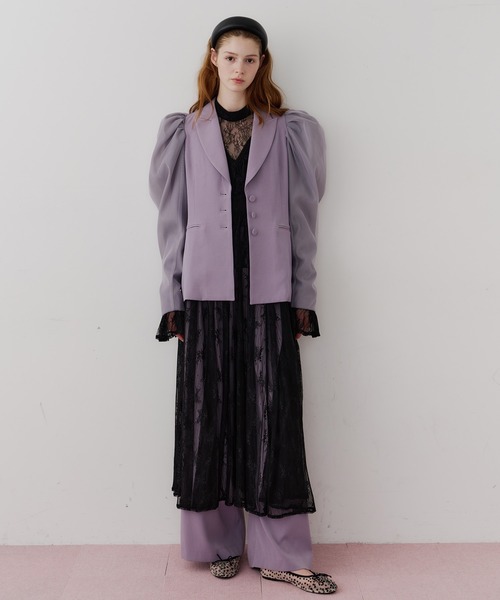 セール】パワーパフショルダージャケット（ノーカラージャケット