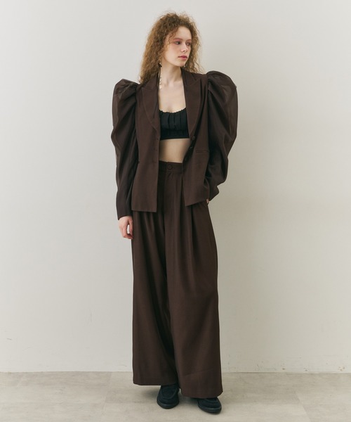 セール】パワーパフショルダージャケット（ノーカラージャケット