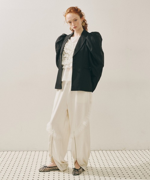 パワーパフショルダージャケット（ノーカラージャケット）｜J1U