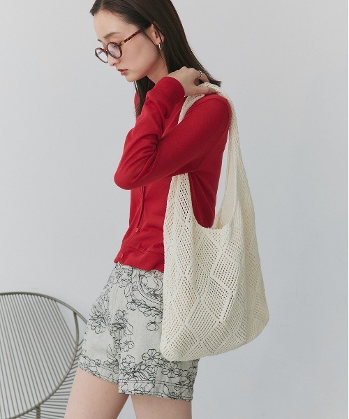 ad thie(アドティエ)の「カラフルニットトートバッグ(トートバッグ・レディース・ベージュ/レッド/グリーン/オフホワイト/ブラック・FREE)」の8枚目の写真