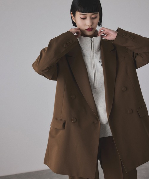 アダムエロペ　ダブルブレストジャケット　ブラウン　36 新品 サステナブル】ダブルブレストジャケット（テーラードジャケット