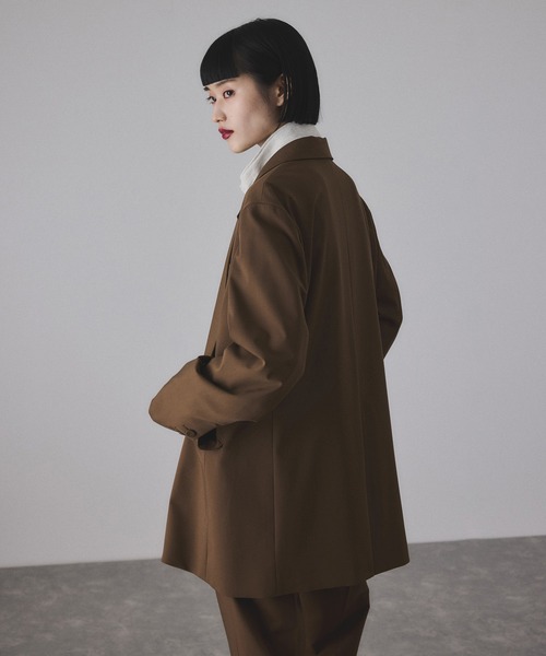 アダムエロペ　ダブルブレストジャケット　ブラウン　36 新品 サステナブル】ダブルブレストジャケット（テーラードジャケット