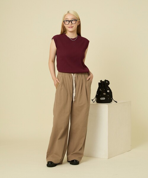 FREAK'S STORE（フリークスストア）の「カラー リブ ノースリーブTシャツ（Tシャツ/カットソー・レディース・ネイビー/マスタード/ワインレッド・ﾌﾘ-）」の5枚目の写真