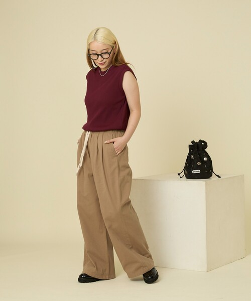 FREAK'S STORE（フリークスストア）の「カラー リブ ノースリーブTシャツ（Tシャツ/カットソー・レディース・ネイビー/マスタード/ワインレッド・ﾌﾘ-）」の6枚目の写真