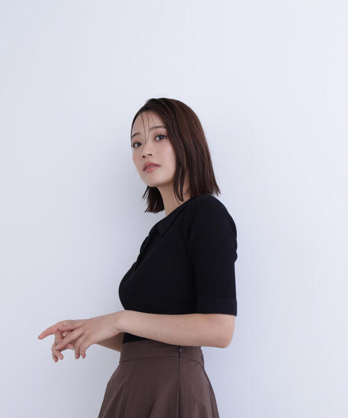 NATURAL BEAUTY BASIC（ナチュラルビューティーベーシック）の「◇シャギートリムポロニット差込（ニット/セーター・レディース・ベージュ/ブラック/ピンク・FREE）」の17枚目の写真