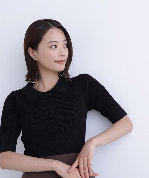 NATURAL BEAUTY BASIC（ナチュラルビューティーベーシック）の「◇シャギートリムポロニット差込（ニット/セーター・レディース・ベージュ/ブラック/ピンク・FREE）」の15枚目の写真