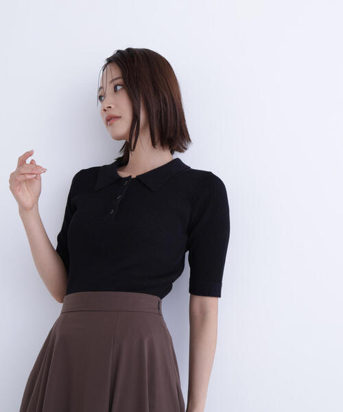 NATURAL BEAUTY BASIC（ナチュラルビューティーベーシック）の「◇シャギートリムポロニット差込（ニット/セーター・レディース・ベージュ/ブラック/ピンク・FREE）」の13枚目の写真