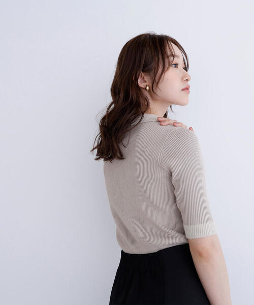 NATURAL BEAUTY BASIC（ナチュラルビューティーベーシック）の「◇シャギートリムポロニット差込（ニット/セーター・レディース・ベージュ/ブラック/ピンク・FREE）」の8枚目の写真