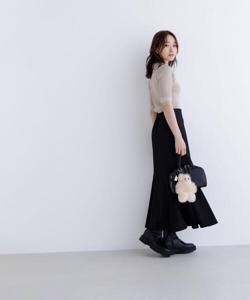 NATURAL BEAUTY BASIC（ナチュラルビューティーベーシック）の「◇シャギートリムポロニット差込（ニット/セーター・レディース・ベージュ/ブラック/ピンク・FREE）」の5枚目の写真