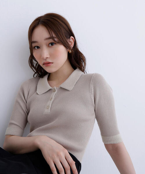 NATURAL BEAUTY BASIC（ナチュラルビューティーベーシック）の「◇シャギートリムポロニット差込（ニット/セーター・レディース・ベージュ/ブラック/ピンク・FREE）」の20枚目の写真