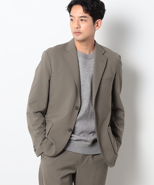 Grand PARK（グランドパーク）の「ナイロンジョーゼットジャケット（テーラードジャケット・メンズ・ブラック/カーキ・LARGE/MEDIUM）」の2枚目の写真