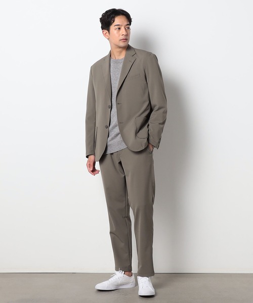 Grand PARK（グランドパーク）の「ナイロンジョーゼットジャケット（テーラードジャケット・メンズ・ブラック/カーキ・LARGE/MEDIUM）」の3枚目の写真