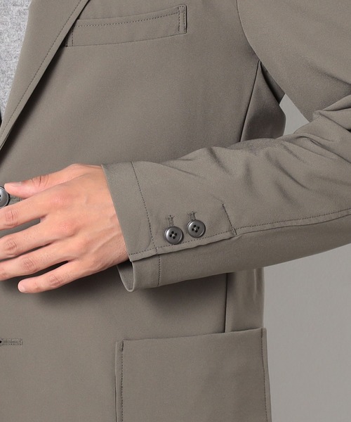 Grand PARK（グランドパーク）の「ナイロンジョーゼットジャケット（テーラードジャケット・メンズ・ブラック/カーキ・LARGE/MEDIUM）」の9枚目の写真