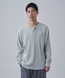 【ANTS & ELEPHANTS】ワッフル ヘンリーネック ロングスリーブTシャツ