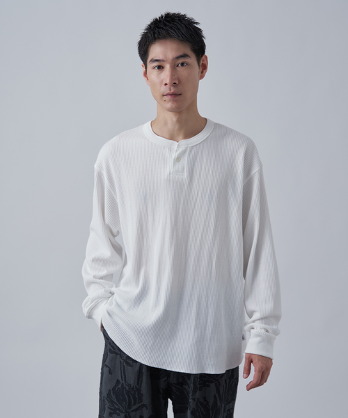 セール】【ANTS & ELEPHANTS】ワッフル ヘンリーネック ロングスリーブ