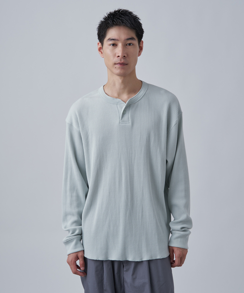 セール】【ANTS & ELEPHANTS】ワッフル ヘンリーネック ロングスリーブ