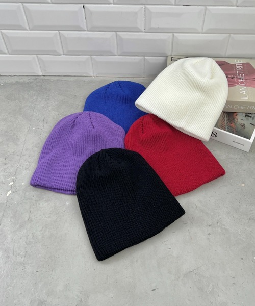 CLEA（クレア）の「【13色展開】シンプルビーニー（ニットキャップ/ビーニー・レディース・ブラック/カーキ/ブルー/チャコールグレー/オレンジ/パープル/ネイビー/マスタード/ホワイト/レッド/ブラウン/オレンジ系その他/ピンク・FREE）」の15枚目の写真