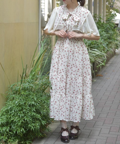 小花柄ブラウス×ワンピースセット（ワンピース）｜axes femme