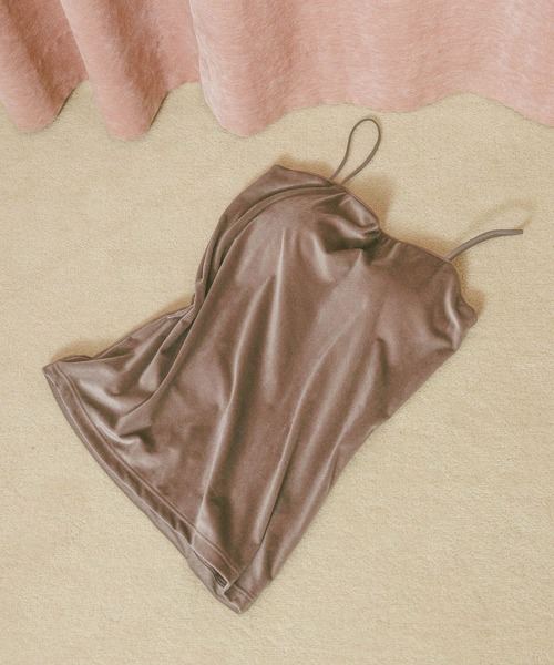 bijorie（ビジュリィ）の「【bijorie】ベロア カップ付きキャミソール／NEW BASIC series（キャミソール・レディース・ブラウン/グレー/ブラック/アイボリー・MEDIUM/LARGE/LG）」の20枚目の写真