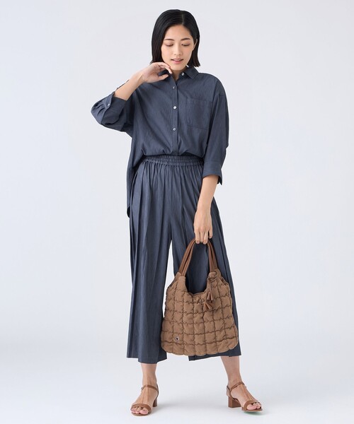 TRANS WORK(トランスワーク)の「【ウォッシャブル】割繊シャンブレーパンツ(その他パンツ・レディース・ネイビー/ベージュ系その他5・36/40/38)」の3枚目の写真
