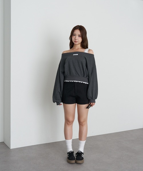 RAY CASSIN(レイカズン)の「レースレイヤードワンショルルーズスウェット(スウェット・レディース・ホワイト系その他/グレー/チャコールグレー・FREE)」の18枚目の写真