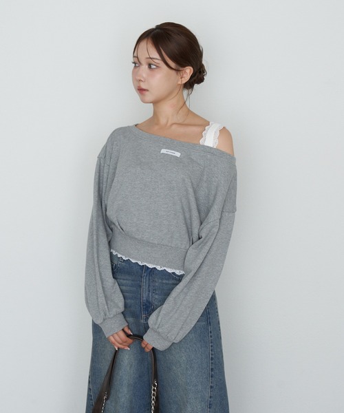 RAY CASSIN(レイカズン)の「レースレイヤードワンショルルーズスウェット(スウェット・レディース・ホワイト系その他/グレー/チャコールグレー・FREE)」の19枚目の写真