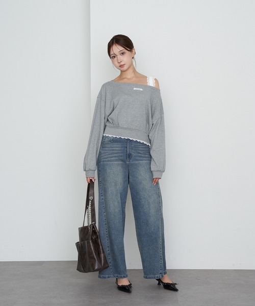 RAY CASSIN(レイカズン)の「レースレイヤードワンショルルーズスウェット(スウェット・レディース・ホワイト系その他/グレー/チャコールグレー・FREE)」の21枚目の写真