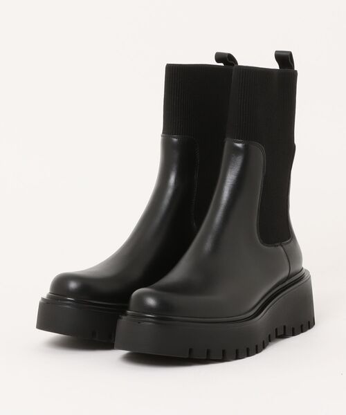 CORSO ROMA,9(コルソローマ)の「【CORSO ROMA 9】モールドソールリブニットショートブーツ(W53012)(ブーツ・レディース・ブラック・35/36/37/38/39)」の6枚目の写真