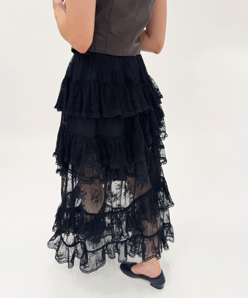 EDIT. FOR LULU(エディットフォールル)の「【YUHAN WANG/ユハン ワン】lace trimmed maxi skirt(スカート・レディース・ブラック・FREE)」の9枚目の写真
