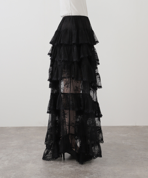 EDIT. FOR LULU(エディットフォールル)の「【YUHAN WANG/ユハン ワン】lace trimmed maxi skirt(スカート・レディース・ブラック・FREE)」の14枚目の写真