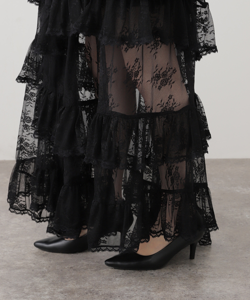 EDIT. FOR LULU(エディットフォールル)の「【YUHAN WANG/ユハン ワン】lace trimmed maxi skirt(スカート・レディース・ブラック・FREE)」の15枚目の写真