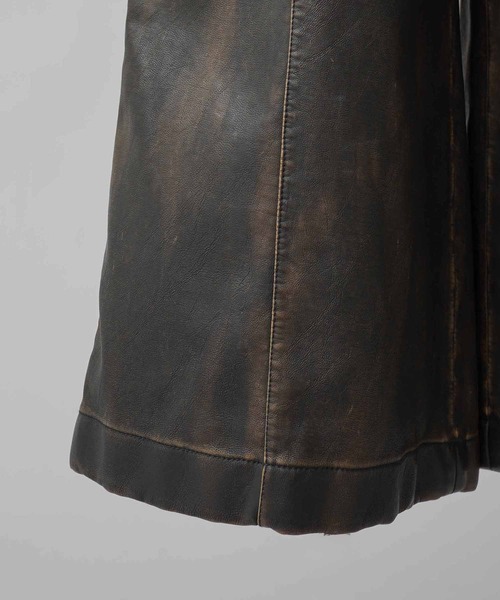 MAISON SPECIAL（メゾンスペシャル）の「《UNISEX》Artificial Leather Pin-Tuck Wide Pants/アーティフィシャルレザーピンタックワイドパンツ【MAISON SPECIAL/メゾンスペシャル】（その他パンツ・メンズ・ダークブラウン/ダークブラック・0/1/2）」の9枚目の写真