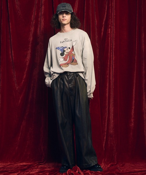 UNISEX》Artificial Leather Pin-Tuck Wide Pants/アーティフィシャル