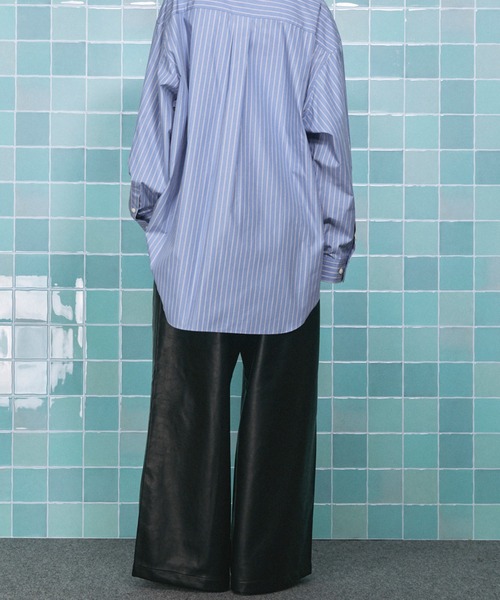 UNISEX》Artificial Leather Pin-Tuck Wide Pants/アーティフィシャル