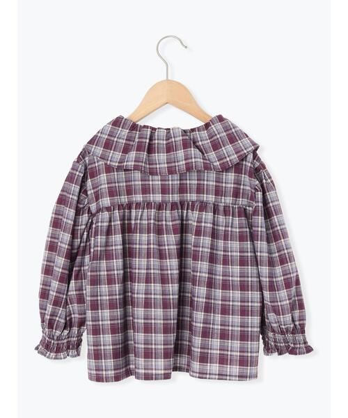 Samansa Mos2 Lagom(サマンサモスモスラーゴム)の「チェックフリル襟ブラウス(シャツ/ブラウス・キッズ・ブラウン/パープル・110/100/130/95/120)」の3枚目の写真