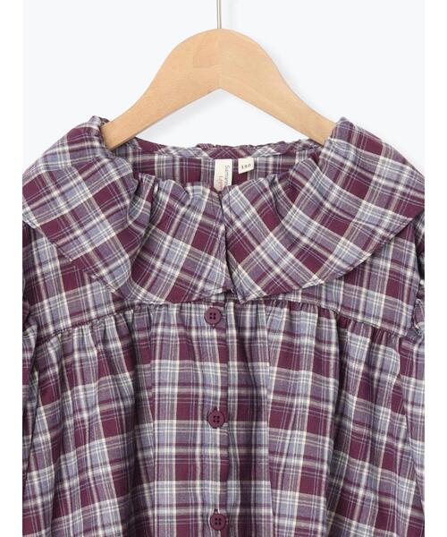 Samansa Mos2 Lagom(サマンサモスモスラーゴム)の「チェックフリル襟ブラウス(シャツ/ブラウス・キッズ・ブラウン/パープル・110/100/130/95/120)」の4枚目の写真