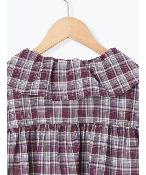 Samansa Mos2 Lagom(サマンサモスモスラーゴム)の「チェックフリル襟ブラウス(シャツ/ブラウス・キッズ・ブラウン/パープル・110/100/130/95/120)」の7枚目の写真