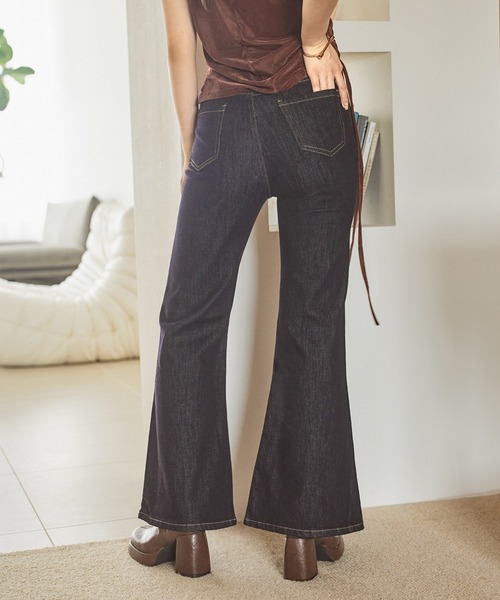 LAULEN（ローレン）の「flare leg denim pants /フレアレッグデニムパンツ（デニムパンツ・レディース・ネイビー・S/M）」の4枚目の写真