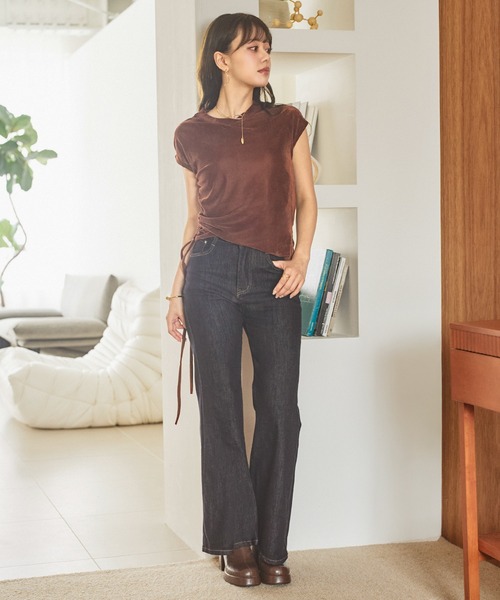 LAULEN（ローレン）の「flare leg denim pants /フレアレッグデニムパンツ（デニムパンツ・レディース・ネイビー・S/M）」の6枚目の写真