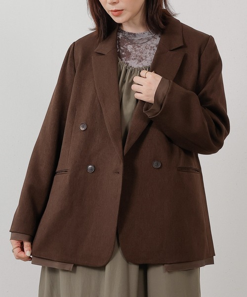 en CAnAF（エンカナフ）の「ツイルダブルジャケット（テーラードジャケット・レディース・ブラック/ブラウン・フリー）」の2枚目の写真