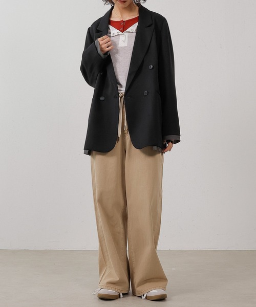 en CAnAF（エンカナフ）の「ツイルダブルジャケット（テーラードジャケット・レディース・ブラック/ブラウン・フリー）」の4枚目の写真