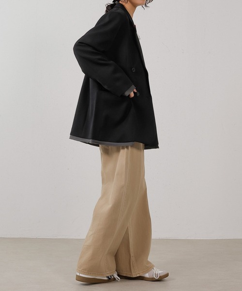 en CAnAF（エンカナフ）の「ツイルダブルジャケット（テーラードジャケット・レディース・ブラック/ブラウン・フリー）」の5枚目の写真