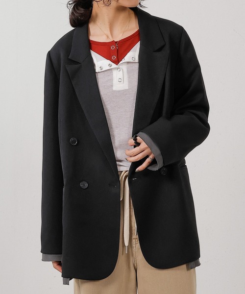 en CAnAF（エンカナフ）の「ツイルダブルジャケット（テーラードジャケット・レディース・ブラック/ブラウン・フリー）」の7枚目の写真