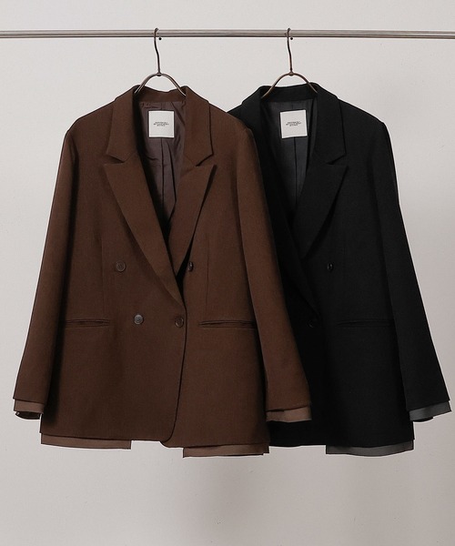 en CAnAF（エンカナフ）の「ツイルダブルジャケット（テーラードジャケット・レディース・ブラック/ブラウン・フリー）」の3枚目の写真