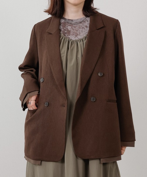 en CAnAF（エンカナフ）の「ツイルダブルジャケット（テーラードジャケット・レディース・ブラック/ブラウン・フリー）」の13枚目の写真