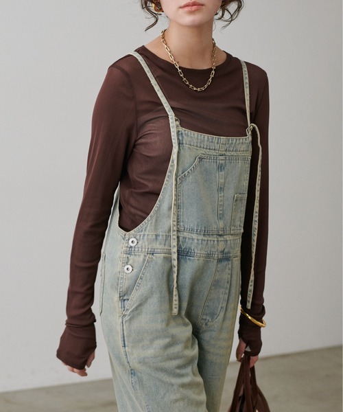 LARUTA(ラルータ)の「【LARUTA】メッシュチュールプルオーバー(Tシャツ/カットソー・レディース・ミント/ピンク/ダークブラウン/ブラック/オフホワイト・FREE)」の9枚目の写真