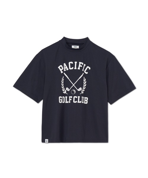 MOCK-NECK BIG TEE HALF SLEEVE LAUREL PRINT