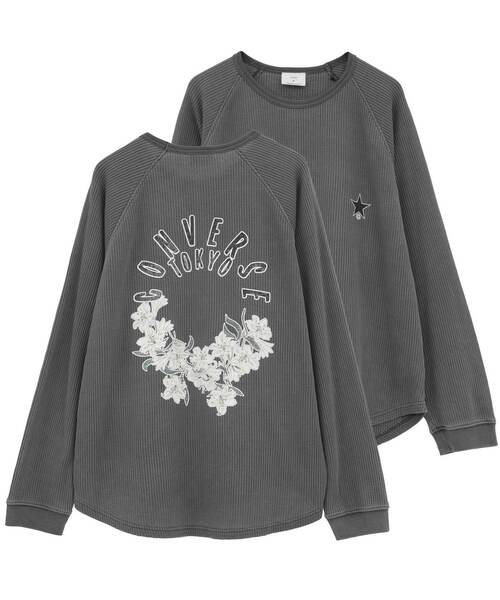 CONVERSE TOKYO（コンバーストウキョウ）の「FLOWER LOGO WAFFLE LONG TEE（Tシャツ/カットソー・レディース・ブラック/ブルー/ホワイト・MEDIUM/SMALL）」の2枚目の写真