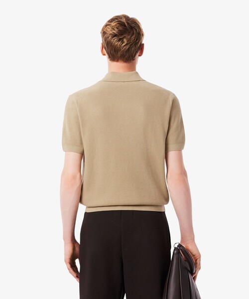 LACOSTE（ラコステ）の「オープンカラーワッフルニット（ニット/セーター・メンズ・ブラック/ベージュ・5/4/3/2）」の4枚目の写真