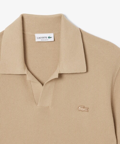 LACOSTE（ラコステ）の「オープンカラーワッフルニット（ニット/セーター・メンズ・ブラック/ベージュ・5/4/3/2）」の3枚目の写真
